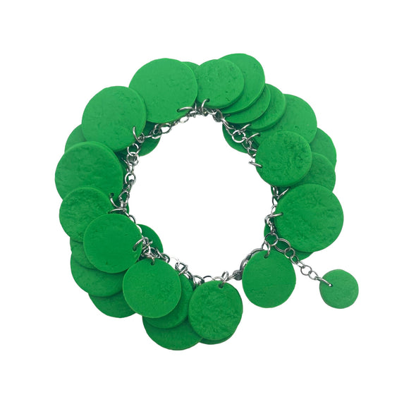 Bright Green polymer bracelet on a white background 