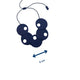 Navy Blue polymer clay statement necklace showing size on a white background