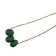 Dark Green polymer clay beads on a gold plated stainless steel chain on a white background