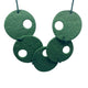 Dark Green polymer clay statement necklace on a white background