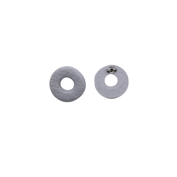 Grey Polymer Clay Ring Shaped Stud Earrings on a white background