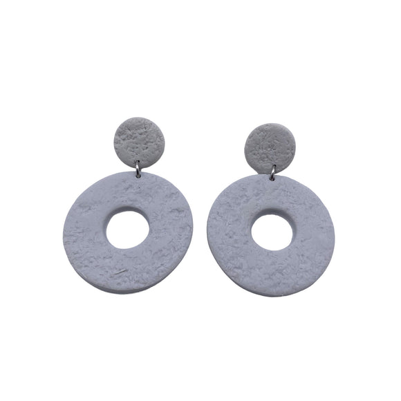 Grey Polymer Clay Dangle Earrings on a white background