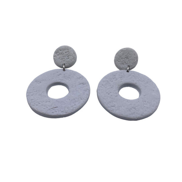 Grey Polymer Clay Dangle Earrings on a white background