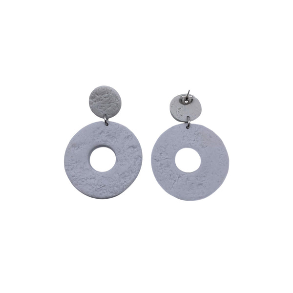 Grey Polymer Clay Dangle Earrings on a white background