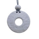 Grey Polymer clay necklace and glasses holder on a white background