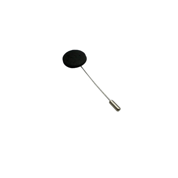 Black Polymer Clay Lapel Pin with stainless steel pin on a white background