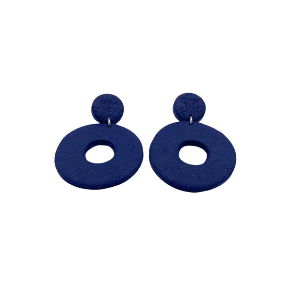 Navy Blue  Polymer Clay Dangle Earrings on a white background