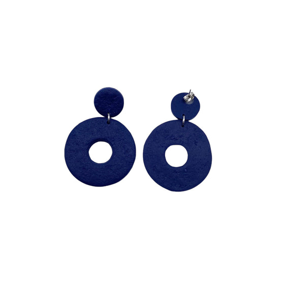 Navy Blue  Polymer Clay Dangle Earrings on a white background