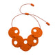 Orange polymer clay statement necklace on a white background