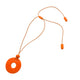 Orange Polymer clay necklace and glasses holder with on a white background