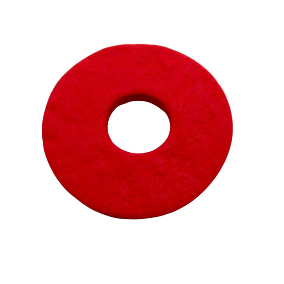 Red polymer clay brooch on a white background