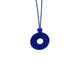 Royal Blue Small Circle Necklace with hole on a white background