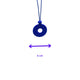 Royal Blue Small Circle Necklace with hole showing size on a white background