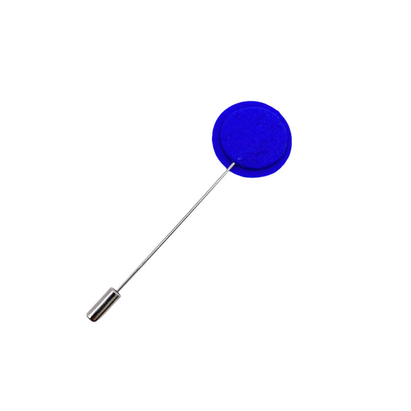 Royal Blue Polymer Clay Lapel Pin with stainless steel pin on a white background