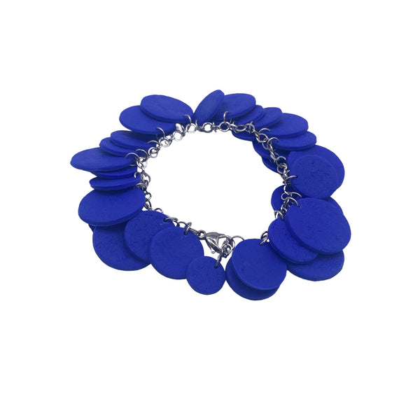 Royal Blue polymer clay bracelet on white background