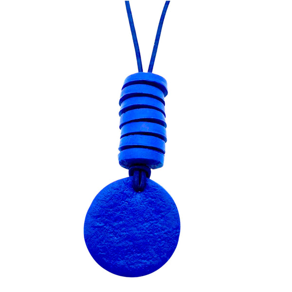 Royal Blue disc pendant statement Christie necklace