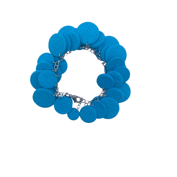  Turquoise polymer clay bracelet on white background