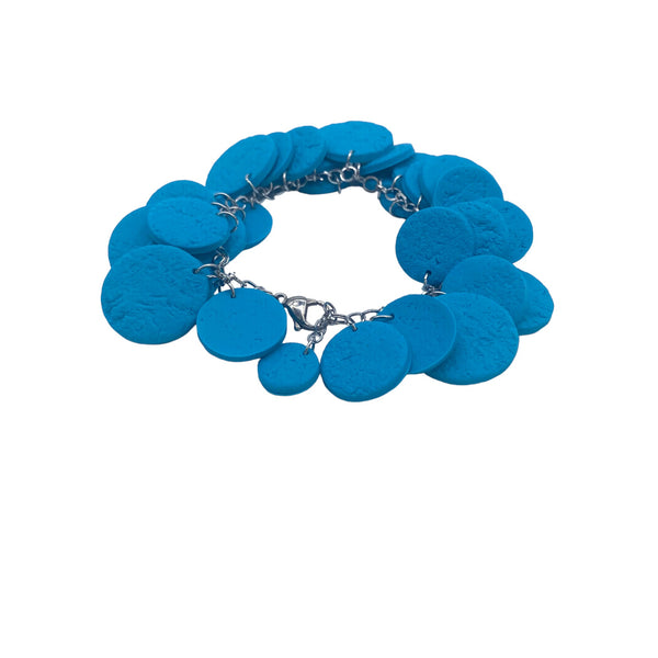  Turquoise polymer clay bracelet on white background