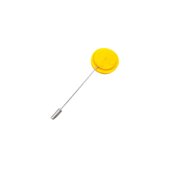 Yellow Polymer Clay Lapel Pin with stainless steel pin on a white background