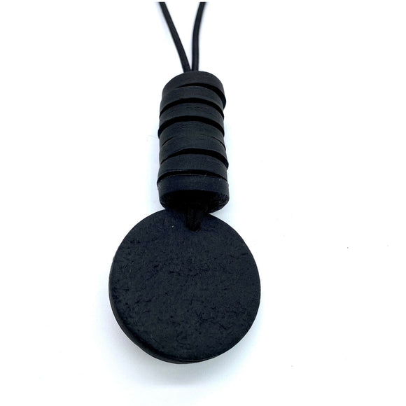 Black disc pendant statement Christie necklace