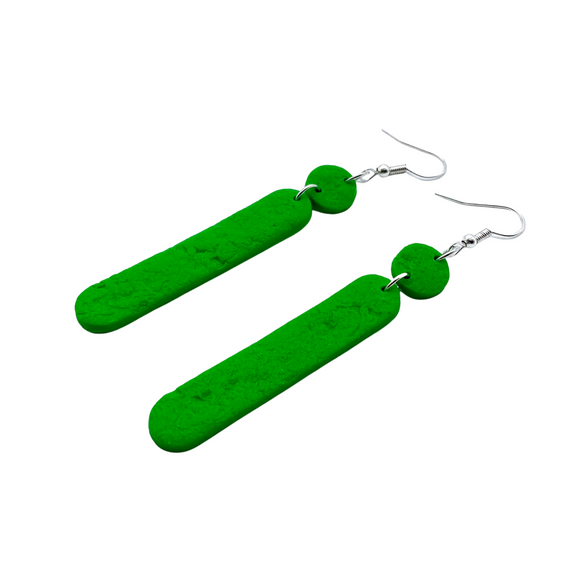 Green Polymer Clay Dangle earrings with shepherd hooks. 