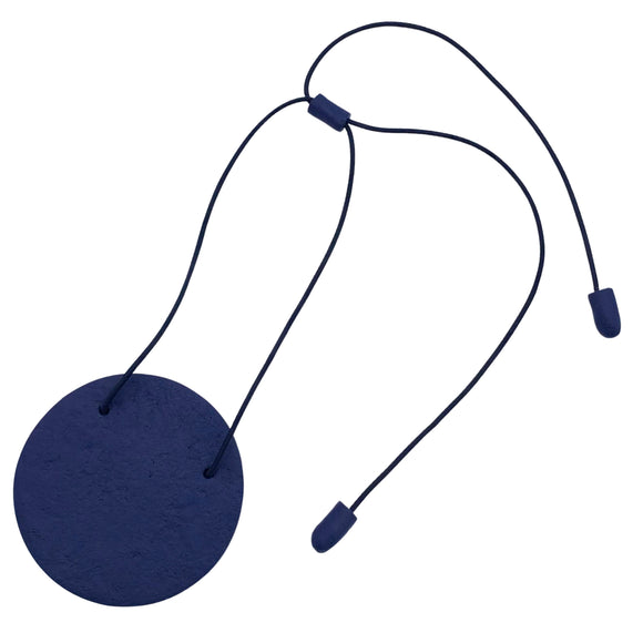 Navy Blue Disc Polymer Clay Statement Necklace with coordinating Elastic Cord