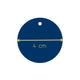 Showing size of Navy Blue disc pendant statement Christie necklace