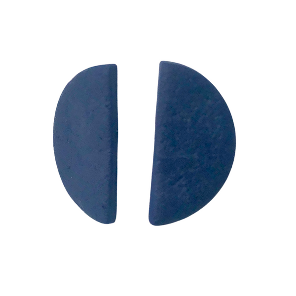 Navy Blue polymer clay half circle stud earrings