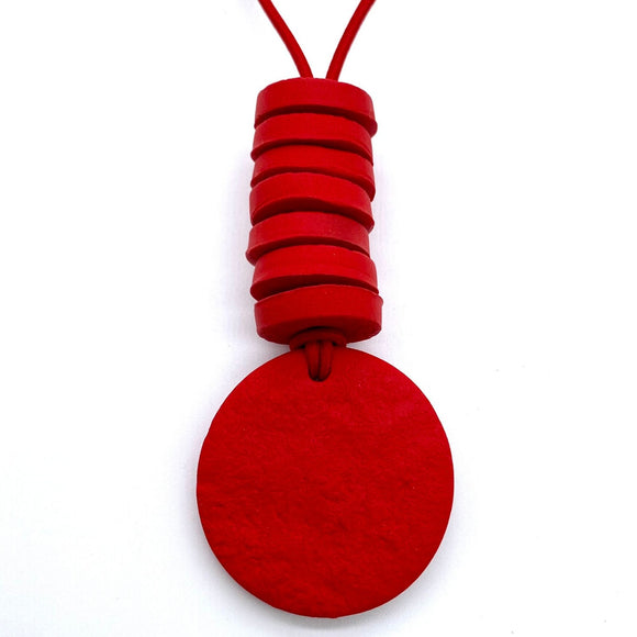 Red disc pendant statement Christie necklace