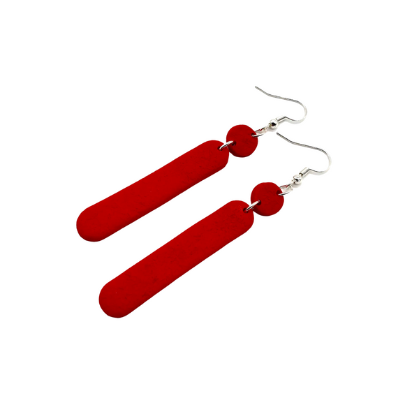 Red Polymer Clay Dangle earrings with shepherd hooks. 