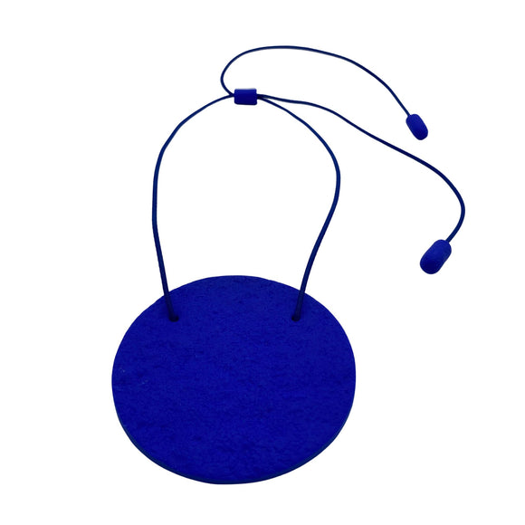 Royal Blue Disc Polymer Clay Statement Necklace on coordinating elastic cord