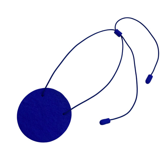 Royal Blue Disc Polymer Clay Statement Necklace on coordinating elastic cord