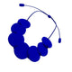 Royal blue polymer clay statement necklace with overlapping discs on an elastic cord - image at an angle