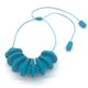 Turquoise Disc and Bead Polymer Clay statement necklace with coordinating elastic cord 