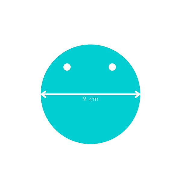 Image showing dimensions of Turquoise disc Polymer clay statement necklace with coordinating elastic cord