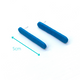 Turquoise polymer clay long straight stud earrings showing length of earrings